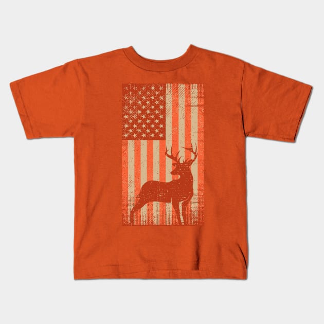 Deer Hunting Safety Orange Flag Kids T-Shirt by Etopix